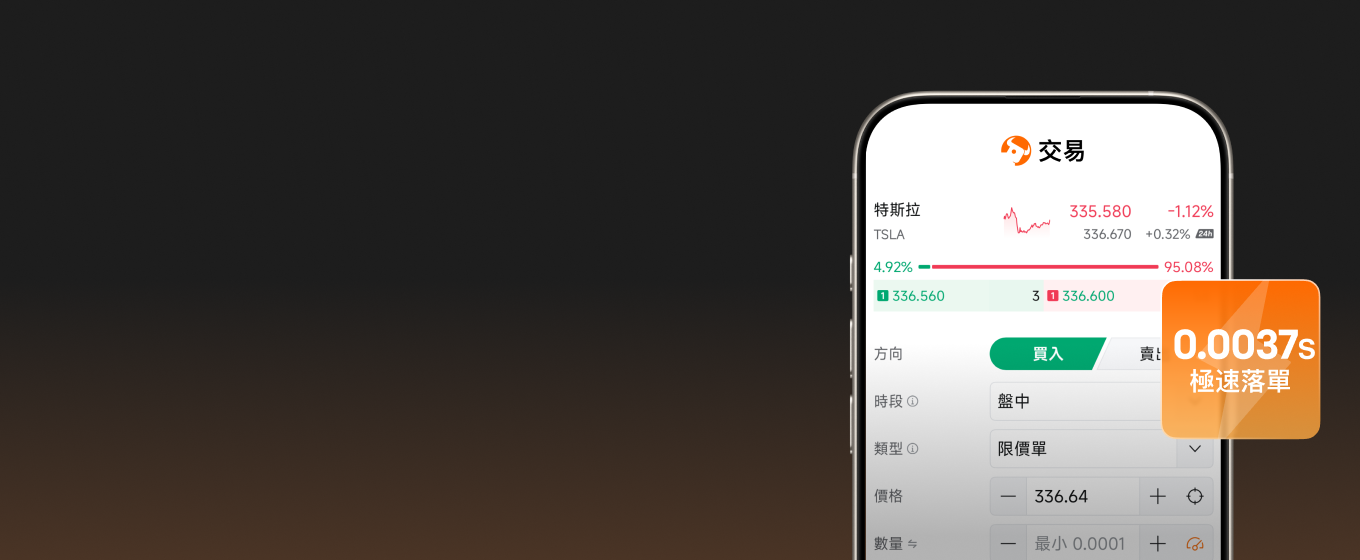富途牛牛移動端極速落單與交易下單界面截圖